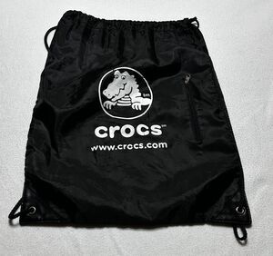 CROCS Black Drawstring Backpack Gym Bag String Cinch Pockets *READ Description